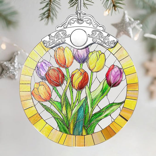 Christmas Ornaments: Stained Glass Ornament, Christmas Tree Ornament, Hanging Ornaments for Home Decor & Xmas Tree Decorations – Exquisite Holiday Decor, Gifts & Holiday Present - Tulips
