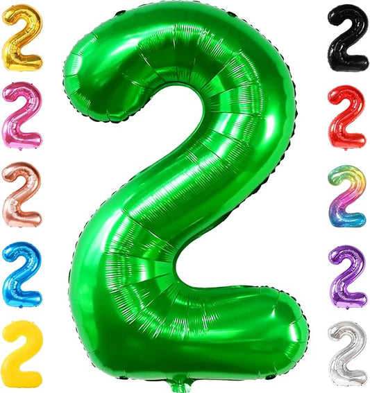 KatchOn Giant Green Number 2 Balloon, 40 Inches, Perfect for 2nd Birthday Decorations, Tractor Party Supplies, Dinosaur Theme