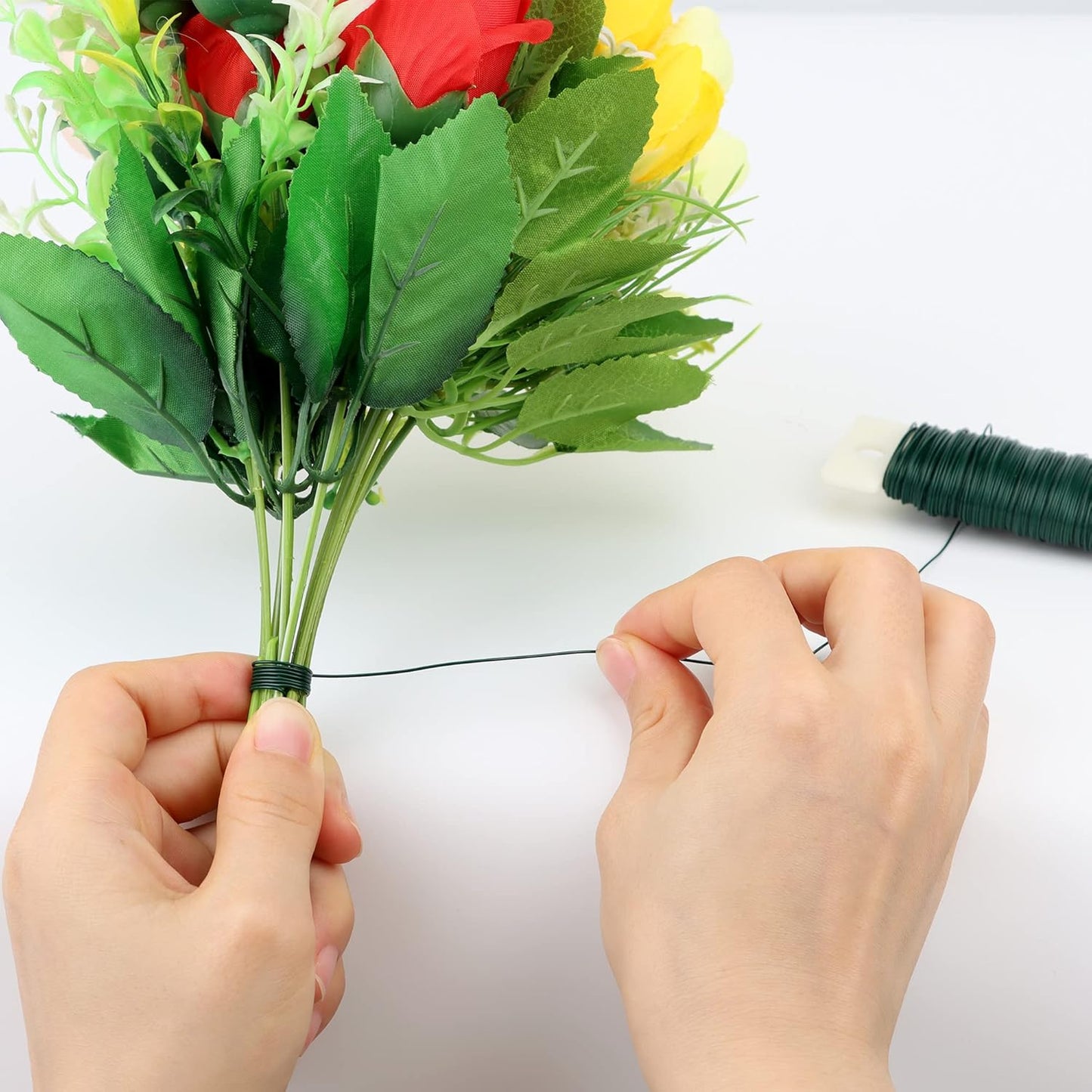 4 Rolls Green Floral Wire - 152 Yards, 22 Gauge, Flexible, for Flower Arrangement, Garland, Wreaths, Plant Crafts