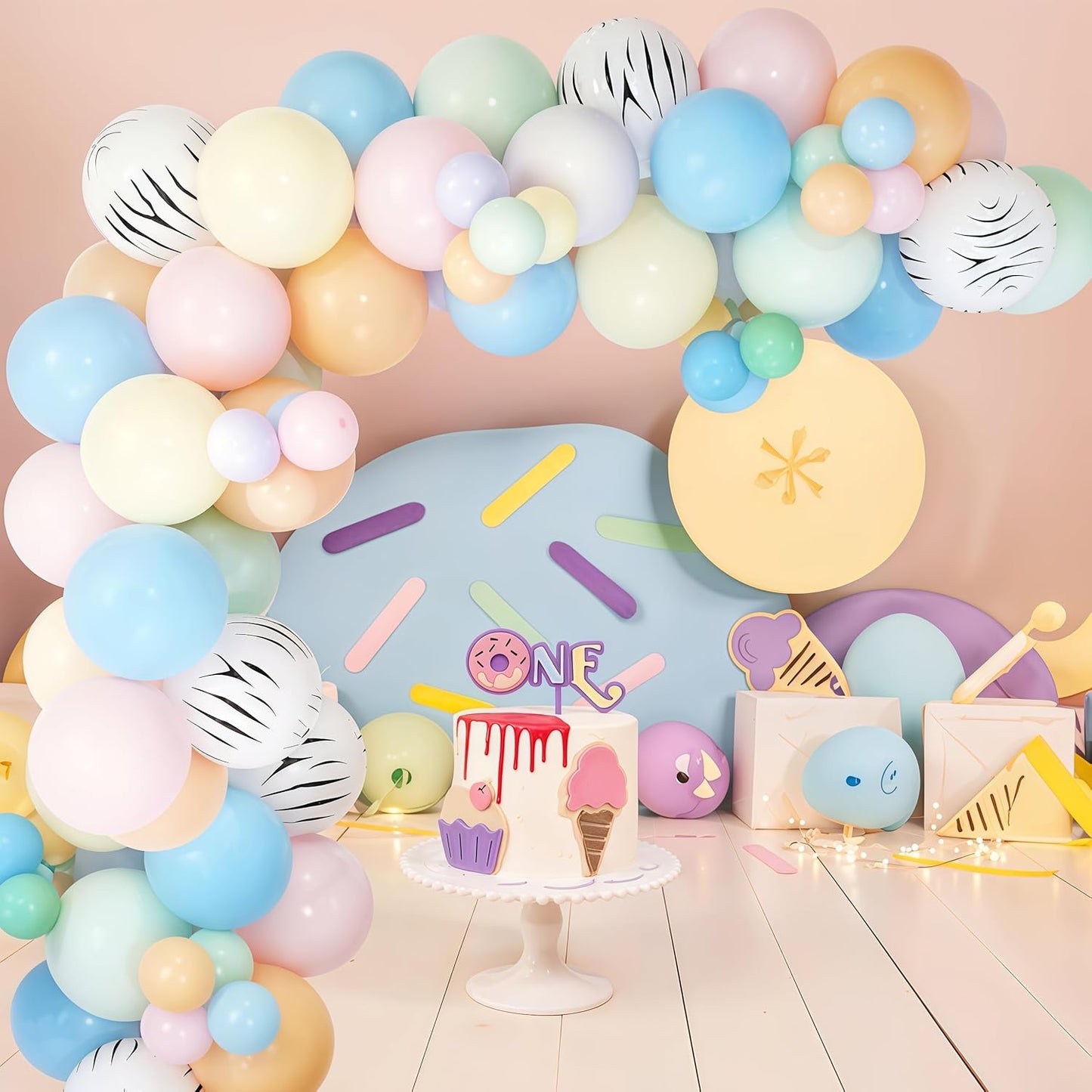 Pastel Balloon Arch Kit 123Pcs Macaron Rainbow Balloons Garland Colorful Birthday Party Balloons for Girls Unicorn Easter Spring Wild Zoo Animals Zebra Theme Bridal Baby Shower Celebration Decorations