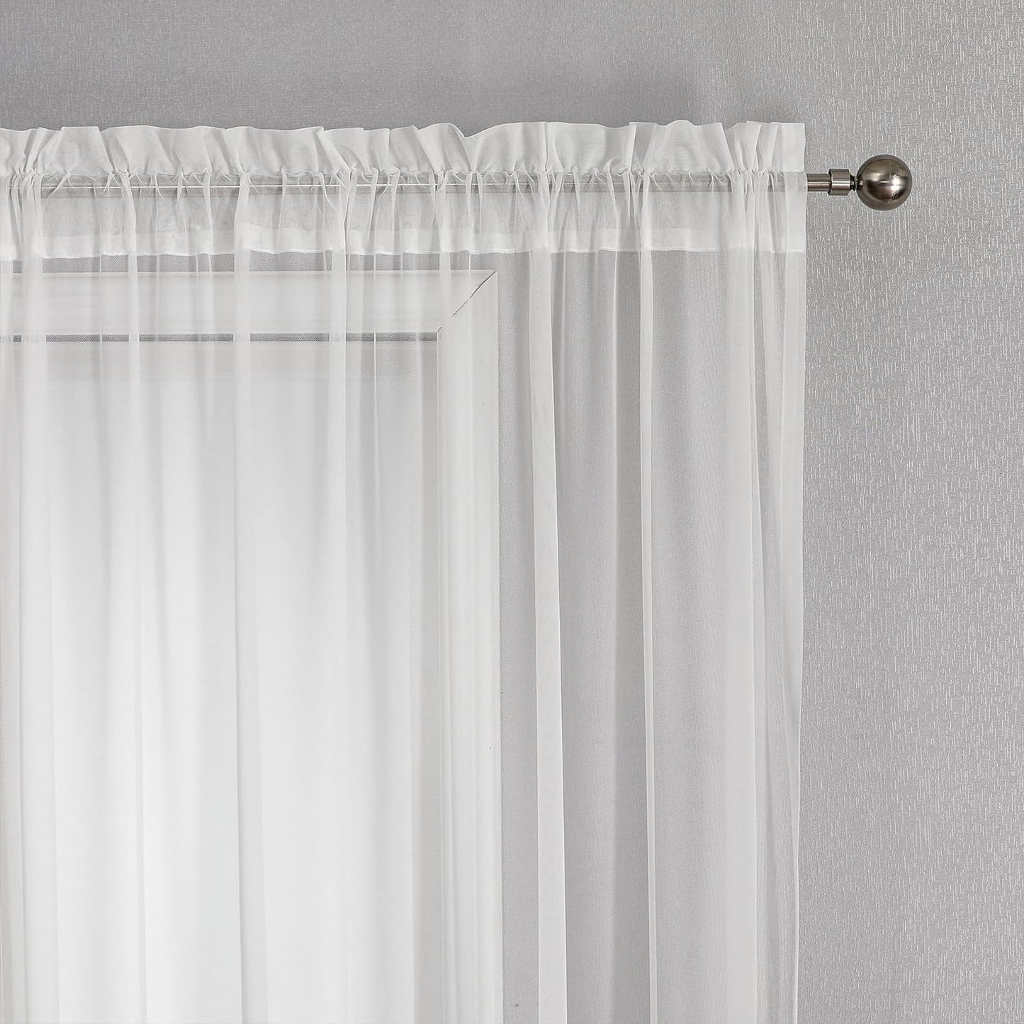VISIONTEX White Sheer Voile Curtains, Decorative White Embossed Drip Rod Pocket Window Drapes for Home Kitchen, Living Room and Bedroom 54 x 72 Inch, Set of 2 Curtain Panels