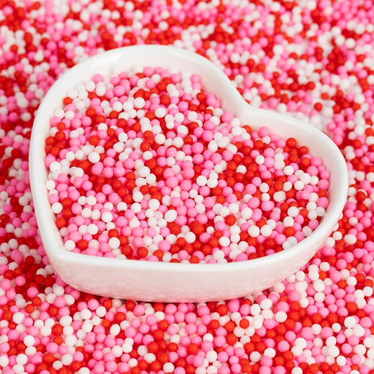 Edible Pearl Sprinkles,Nonpareils Pink White and Red Mix,Cute Pearls Cake Candy,Mini Sugar Sprinkles for Decorations Baking,Cake Ice Cream Cookies Cupcake Toppe Chocolate,Birthday Wedding Valentines Christmas Supplie 130g/4.58oz