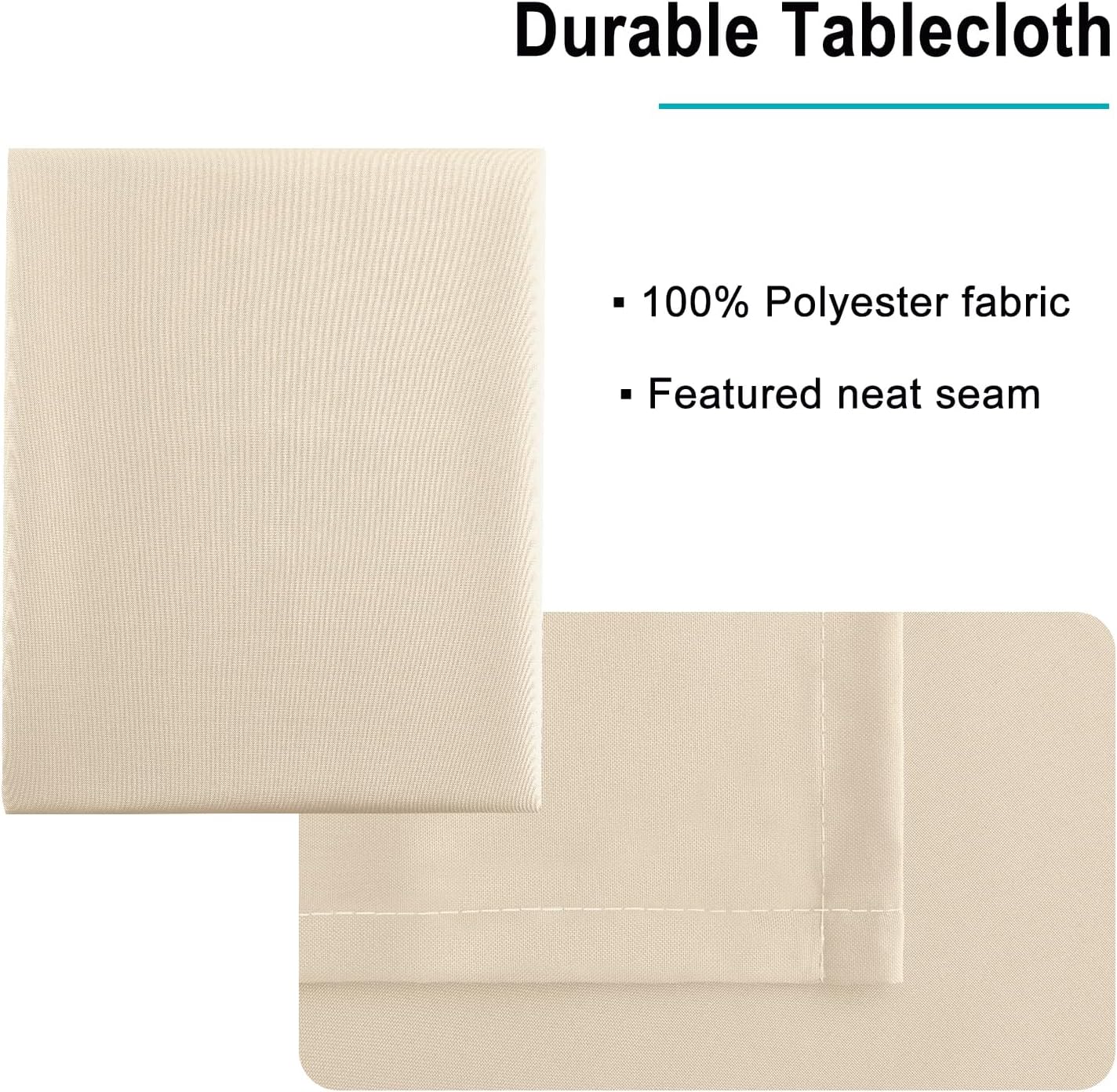 Hiasan Tablecloth for Rectangle Tables - 70 x 140 inch - Waterproof, Spillproof & Wrinkle Resistant Washable Polyester Table Cloth for Dining/Party/Outdoor Picnic, Beige