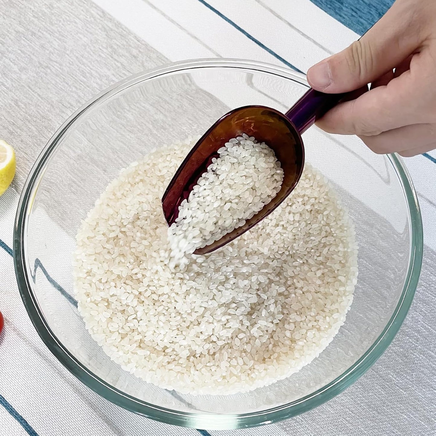 Metal Ice Scoop 3 Oz, Small Stainless Steel Ice scooper for Ice Maker Ice Bucket Kitchen Freezer Bar Party Wedding, Multipurpose for Coffee Bean,Flour Scoop,Dog Food Scoop (3 OZ-purple)