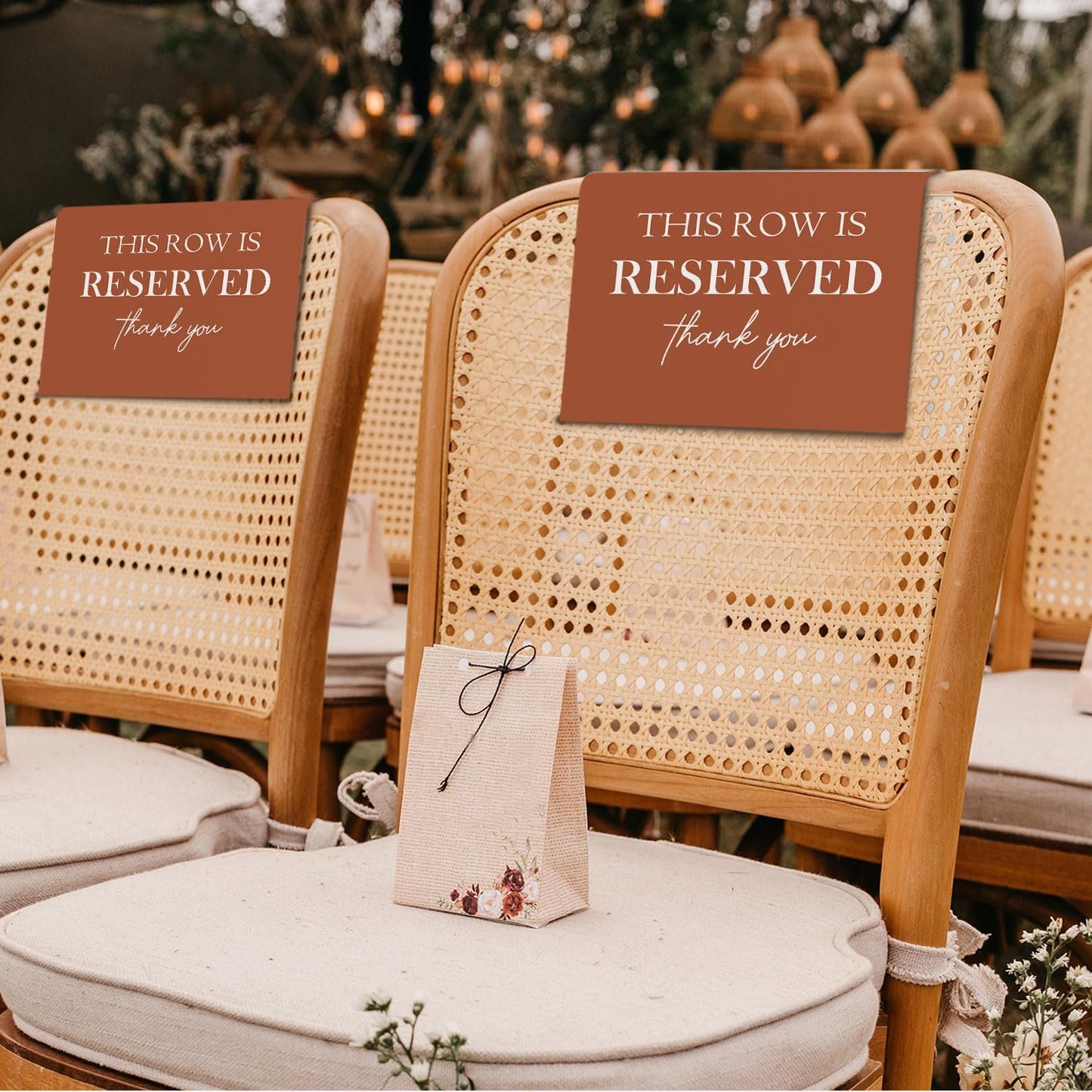 Reserved Seating Chair Signs, This Row Is Reserved Pew Cloths Seating Placeholder for Church Pews, Fall Terracotta Wedding Decorations for Reception Parties Event (Burnt Orange, 4 PCS)