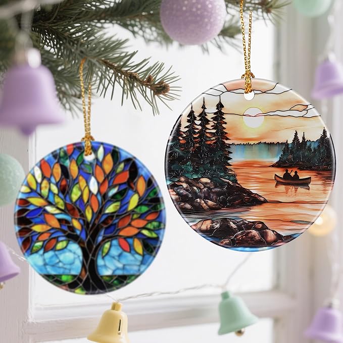 Serene Mountain Sunset Christmas Ornaments: Christmas Tree Decorations & Holiday Ornaments – Holiday Presents, Gift Ideas for Friends, Coworker, Family, and Nature Lovers