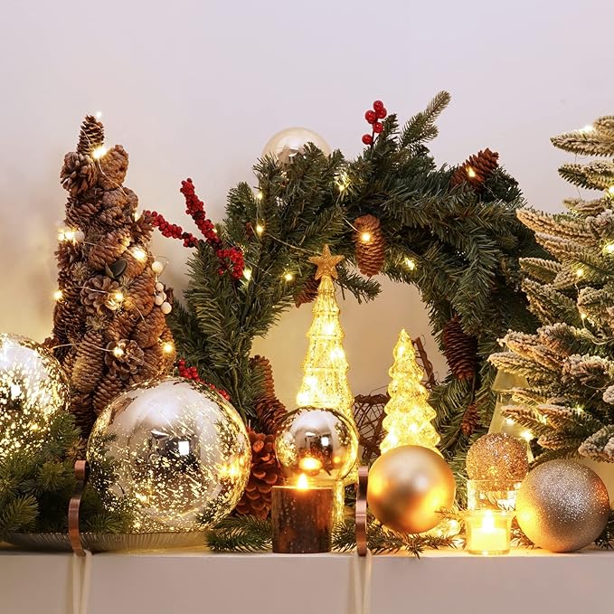 XmasExp Large Christmas Ball Ornaments,1pcs Champagne Giant Shatterproof Plastic Hanging Mercury Xmas Ball Decorations Christmas Tree Ornaments (Champagne Gold, 8")