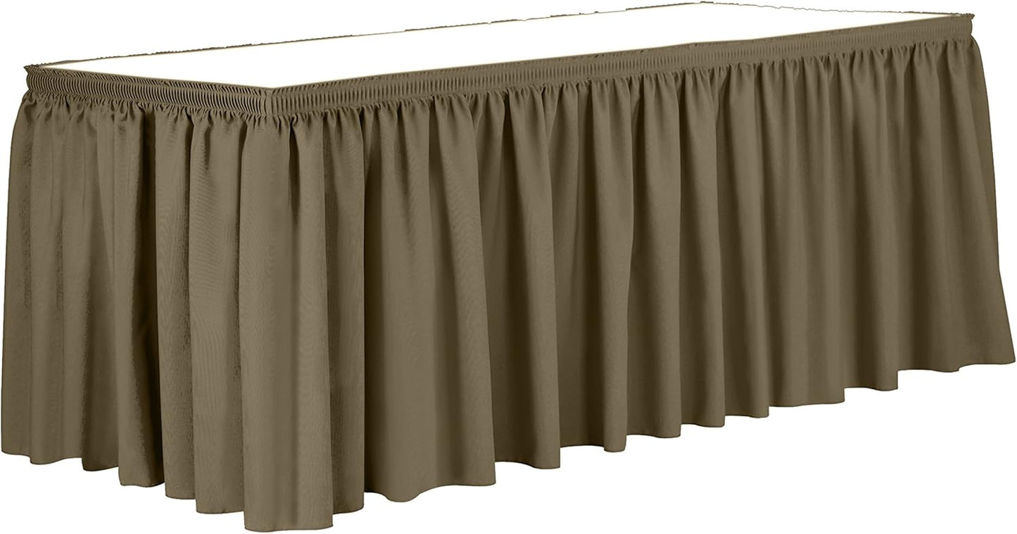 Ultimate Textile Pleat Polyester Fabric Table Skirt - Machine Washable Flame Resistant with Clips for Events, Weddings & Trade Shows, Cut & Sewn in Paterson, NJ - Cafe, 7' Shirred Pleat