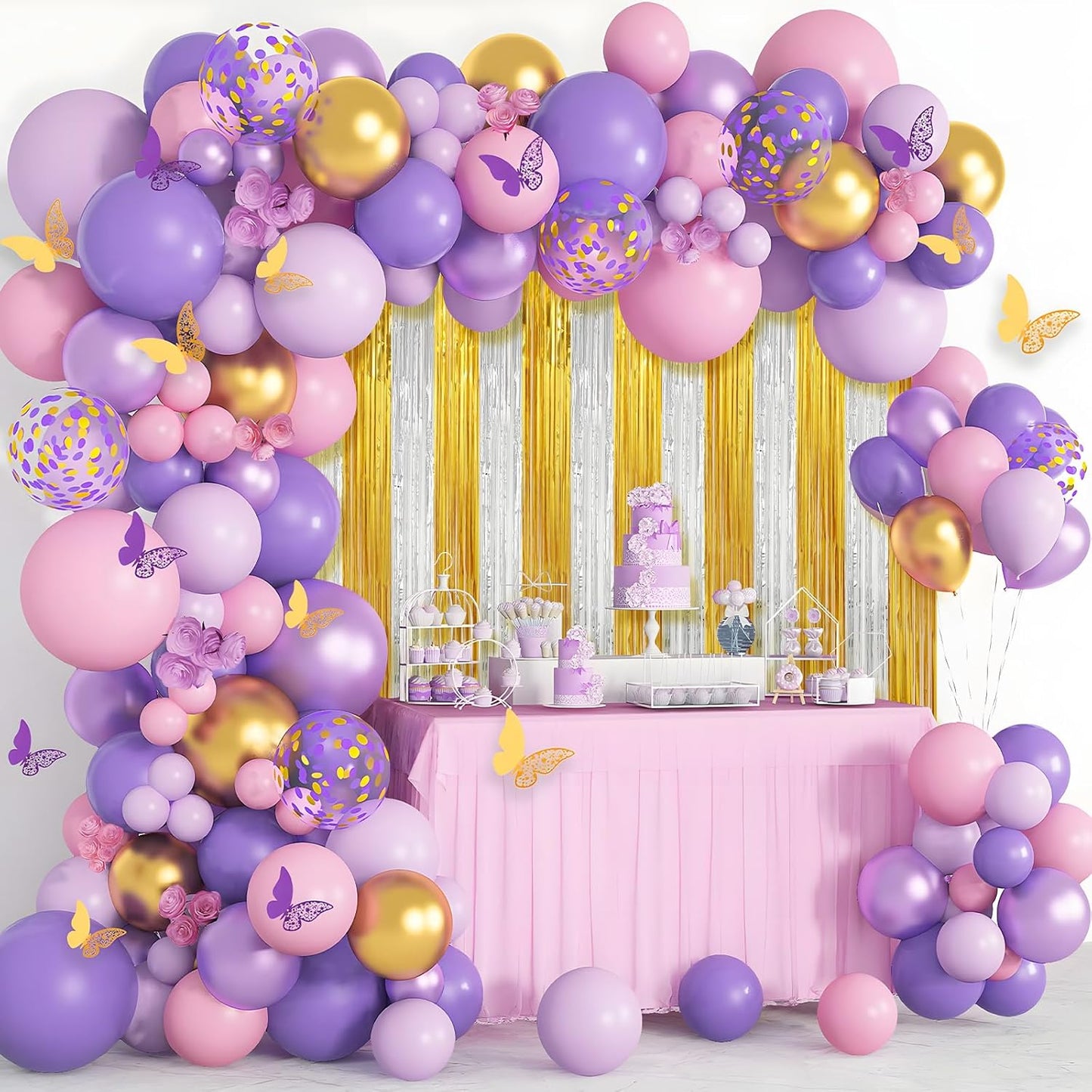 Crosize 2 Pack Foil Fringe Curtains Party Decorations, Gold Tinsel Curtain Backdrop for Parties, Door Streamers, Glitter Streamer Fringe Backdrop for Birthday Decoration (Gold and Silver, 2 Pack)