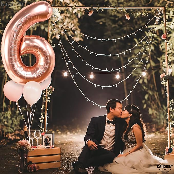 KatchOn, Giant Rose Gold Number 6 Balloon - 40 Inch | 6th Birthday Balloon for 6th Birthday Decorations | 6 Balloons for Birthday | 6 Year Old Balloons for 6 Year Decorations