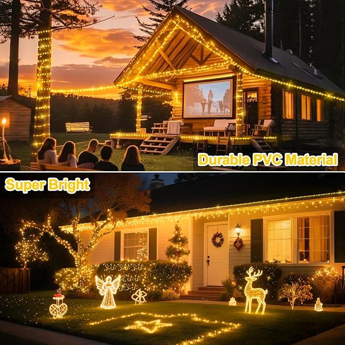 590FT 1500 LED Christmas Lights Twinkle Fairy Lights Outdoor Waterproof Super Long LED String Lights 8 Modes & Timer for Xmas Yard Tree Patio Wedding Holiday Party Decorations(Warm White)