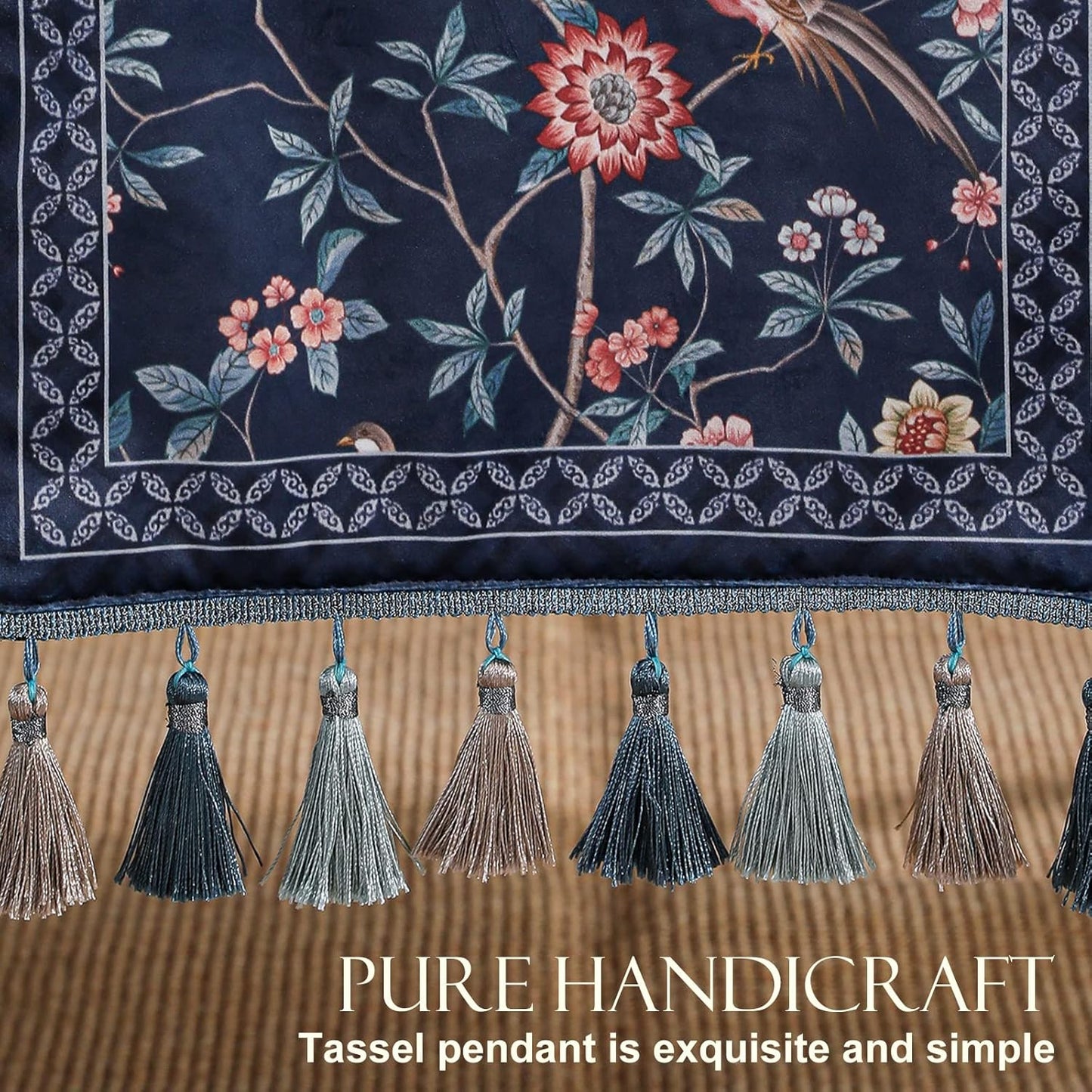 patdrea Vintage Chinoiserie Floral Table Runner Farmhouse for Home Kitchen Dining Decor Parties Family Dinners 12"*63"