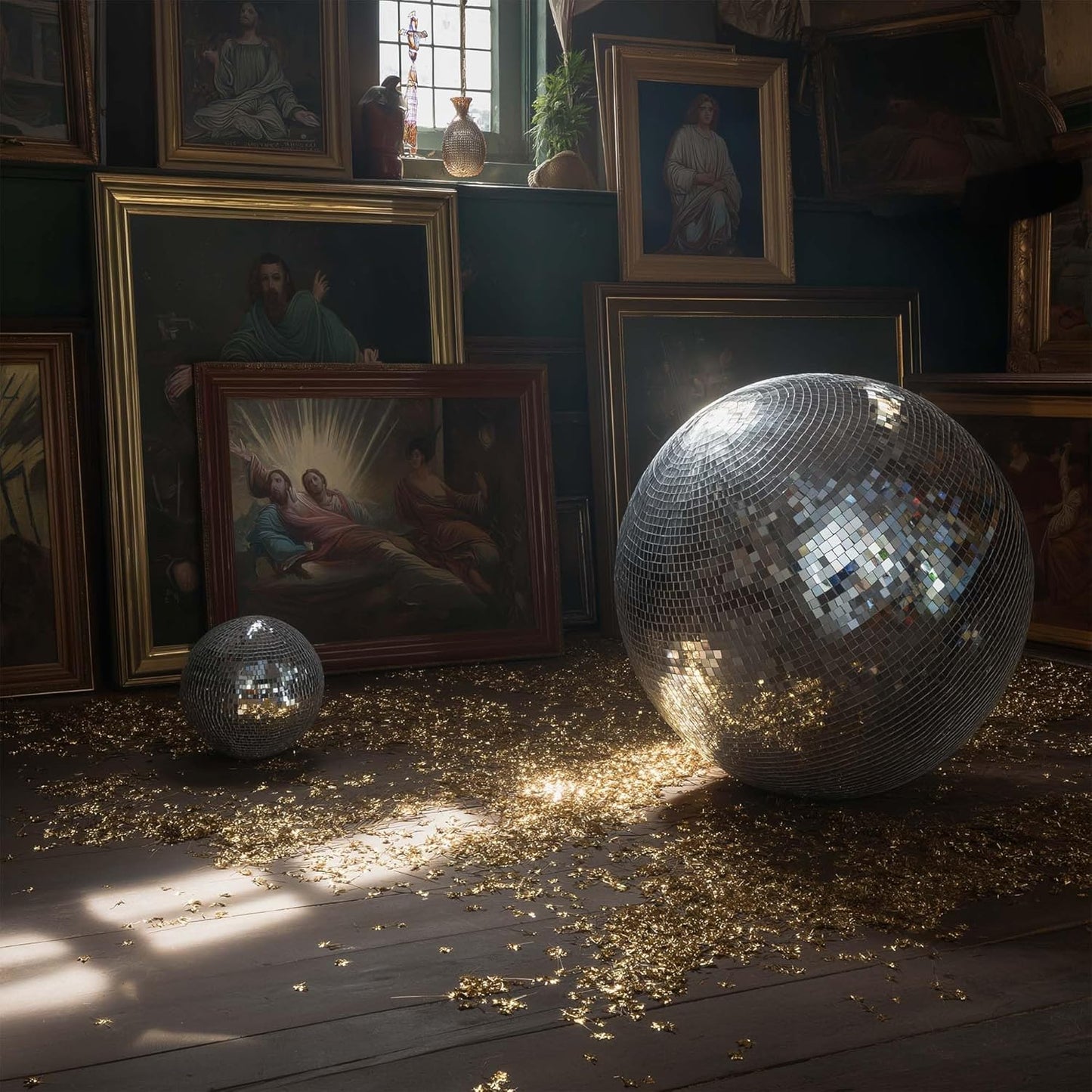 Yescom 20" Large Disco Ball Mirror Big Hanging Glass Decoration for 70s 80s Party Events Wedding DJ Dance Club Bar Stage Lighting Business Holiday Home Decor Silver