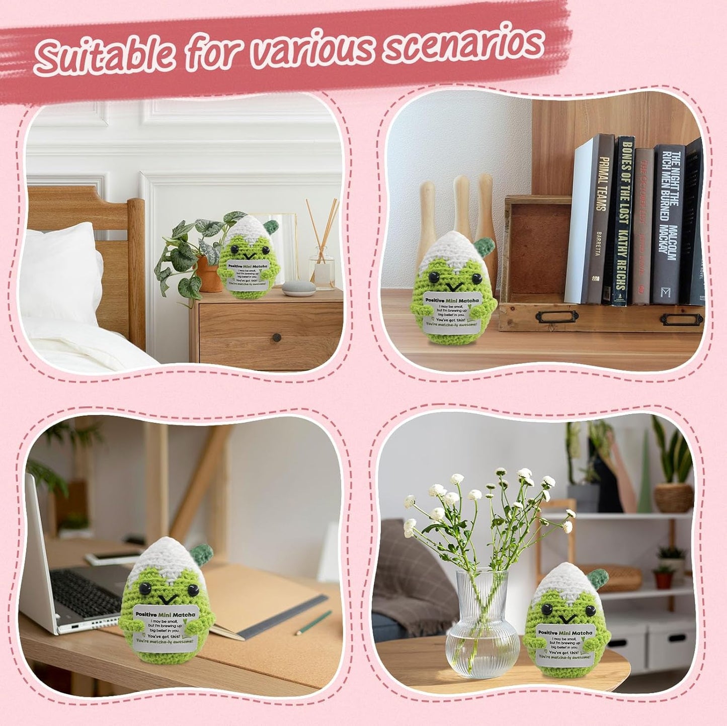 Handmade Matcha Companion Crochet Gift - Motivational Present for Her,Colleague,Friends,Matcha Loverv,Cheerful Holiday or Birthday Keepsake