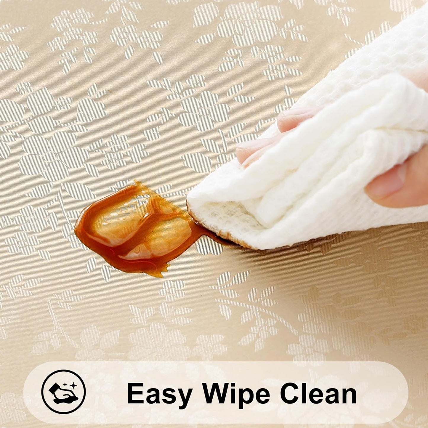 Smiry Rectangle Table Cloth, Waterproof Heavy Duty Vinyl Tablecloths, Wipeable Washable Table Cover for Kitchen and Dining Room (Beige, 60" X 102")