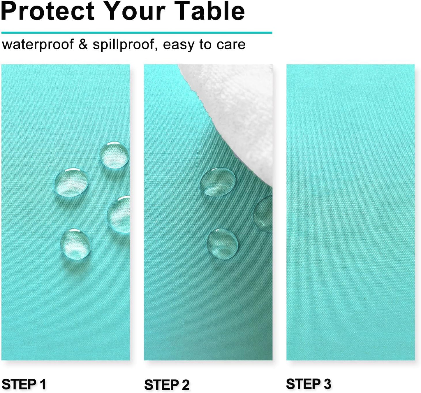 Hiasan Light Blue Tablecloth for Rectangle Tables - Waterproof and Spillproof Washable Fabric Table Cloth for Dining Room Kitchen Party, 60 x 102 Inch