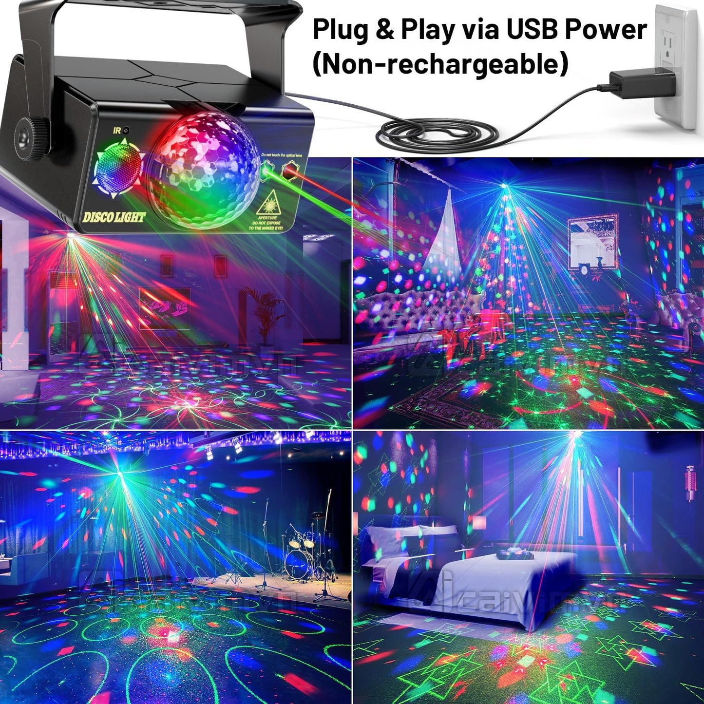 Party Lights, DJ Disco Light Disco Ball Light Sound Activated Strobe Stage Lights for Parties Birthday Christmas Gift Wedding Karaoke KTV Bar Club Pub Dance Home Room Halloween Decorations