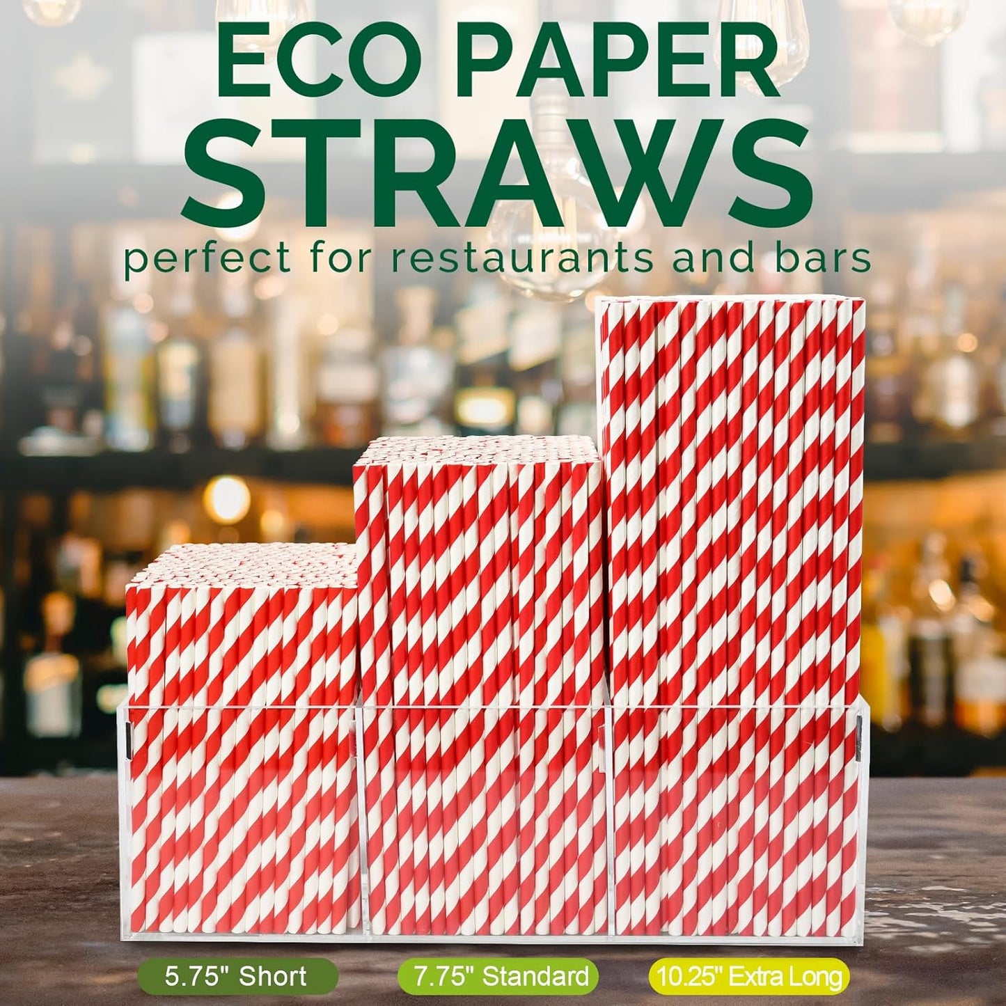 [500 Counts] Chunspak 5.75 inch Disposable Red White Striped Small Paper Straws for Cocktail, Coffee and Short Drinks - Eco-friendly
