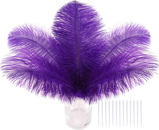 SOGUGOM Purple Craft Ostrich Feathers - 30PCS 6-8 inch Small Ostrich Feathers Kit for Dream Catchers, Hats and Mardi Gras(Purple)