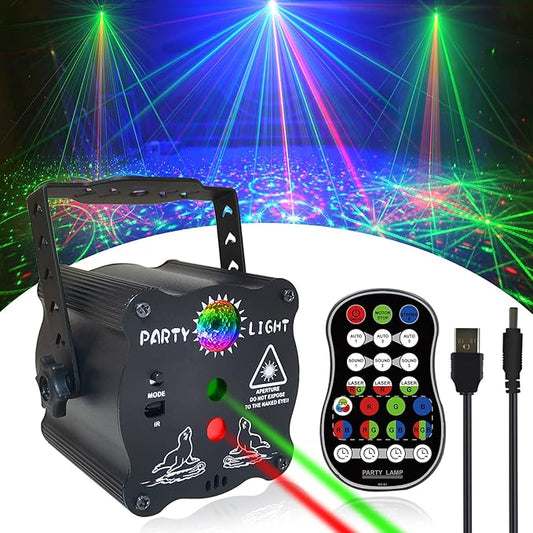 Birthday Gift Party Decorations Lights, Mini Disco Ball DJ Light with Remote Control Stage, Portable Sound Activated Led Projector Strobe Lamp for Indoor/Outdoor Parties Rave Xmas Show Home Bar