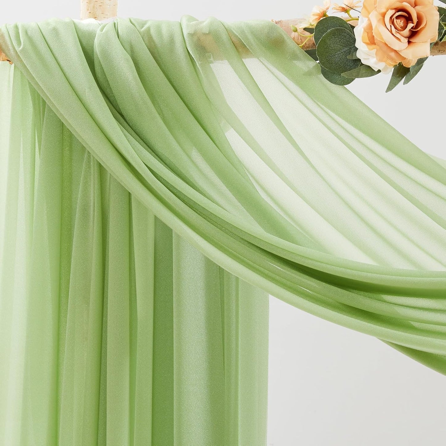 30" x 20Ft Wedding Arch Draping Fabric, 1 Panel Olive Green Sheer Curtain Drapes Extra Wide & Long Backdrop Curtains for Wedding Arch Ceremony Birthday Party Decorations