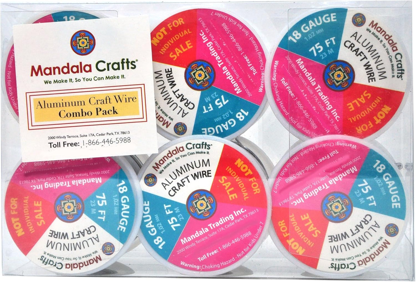 Mandala Crafts 18 Gauge Anodized Aluminum Craft Wire for Jewelry Making - 450 FT Colored Flexible Silver Copper Tone Wire - Bendable for Bonsai Armature Crafting Sculpting