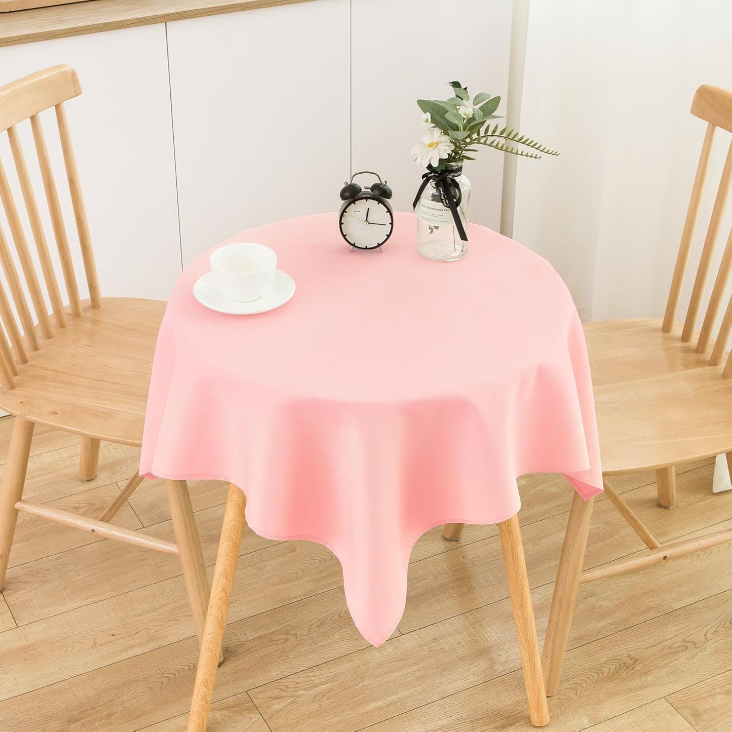 2 Pack Small Square Table Cloth 36X36 Inch Pink Tablecloth Washable Polyester Solid Tables Cover for Night Stand End Table Side Tables Outdoor Indoor