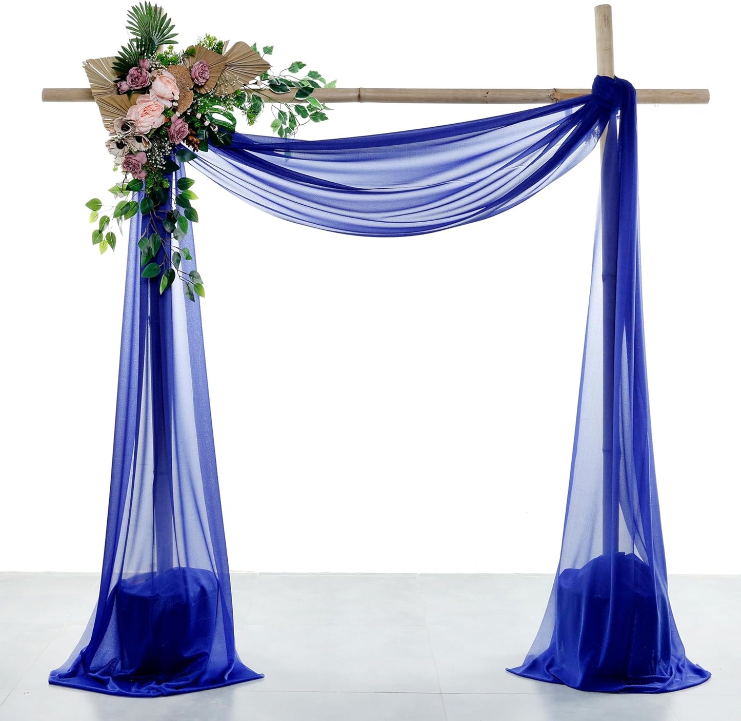 VDS Pack of 1 Panel (30 Inch X 20 Feet) Wedding Arch Draping Fabric Sheer Chiffon Fabric Drapery for Wedding Ceremony Reception Swag Backdrop Canopy Chuppah ARBO Altars Decoration (Royal Blue)