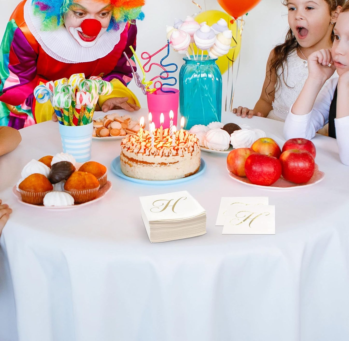 Gift Boutique 100 Gold Monogram Cocktail Napkins Letter H Disposable Paper Pack Elegant Metallic Golden Foil Hand Napkin for Powder Room Wedding Holiday Birthday Party Baby Shower Decorative Towels