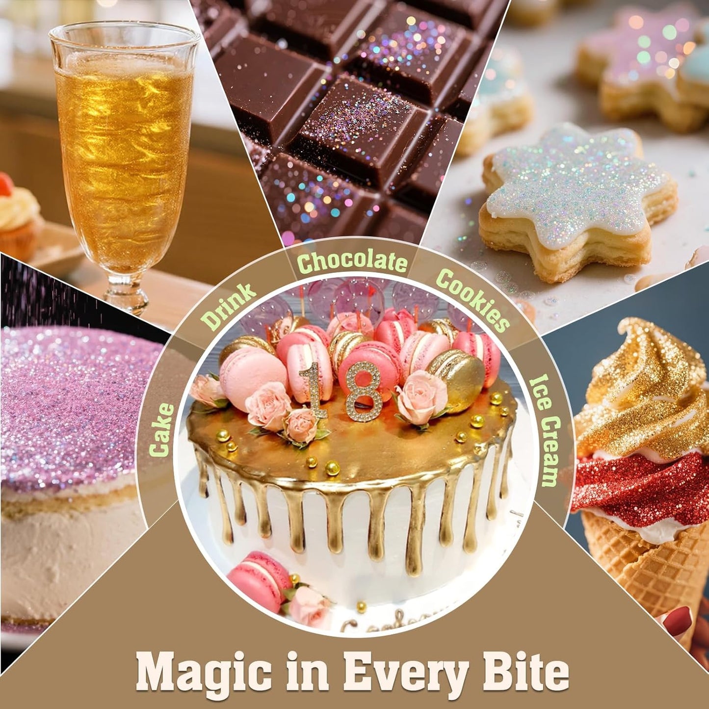 Twisweet Blue Edible Glitter for Drinks, Food Grade 10g Sparkling Sprinkles Cake Decorating Supplies, Edible Luster Dust for Cocktail Beverages, Food Coloring Shimmer Powder for Cupcakes Cookies Cake Decorations