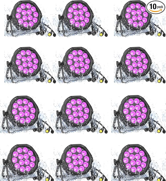 Waterproof Stage Lights DMX DJ Par Can Light 14LED RGBW Strobe Wash Uplighting for Outdoor Party, Theater, Event, Halloween, Church, Wedding, Stage, Performance, Studio, Auditorium