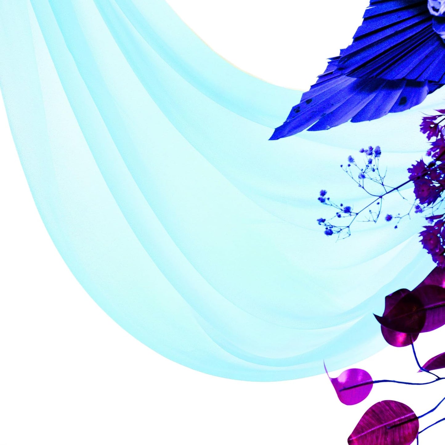 VDS Pack of 2 Panel (30 Inch X 20 Feet) Wedding Arch Draping Fabric Sheer Chiffon Fabric Drapery for Wedding Ceremony Reception Swag Backdrop Canopy Chuppah ARBO Altars Decoration (Teal)