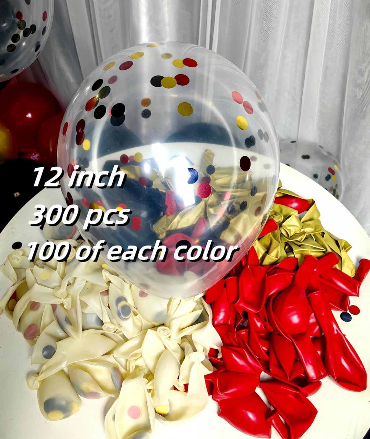 300 Pack Red Black and Gold Balloons 12 Inch Red Black Gold Confetti Balloon for Various Party Events Decorations
