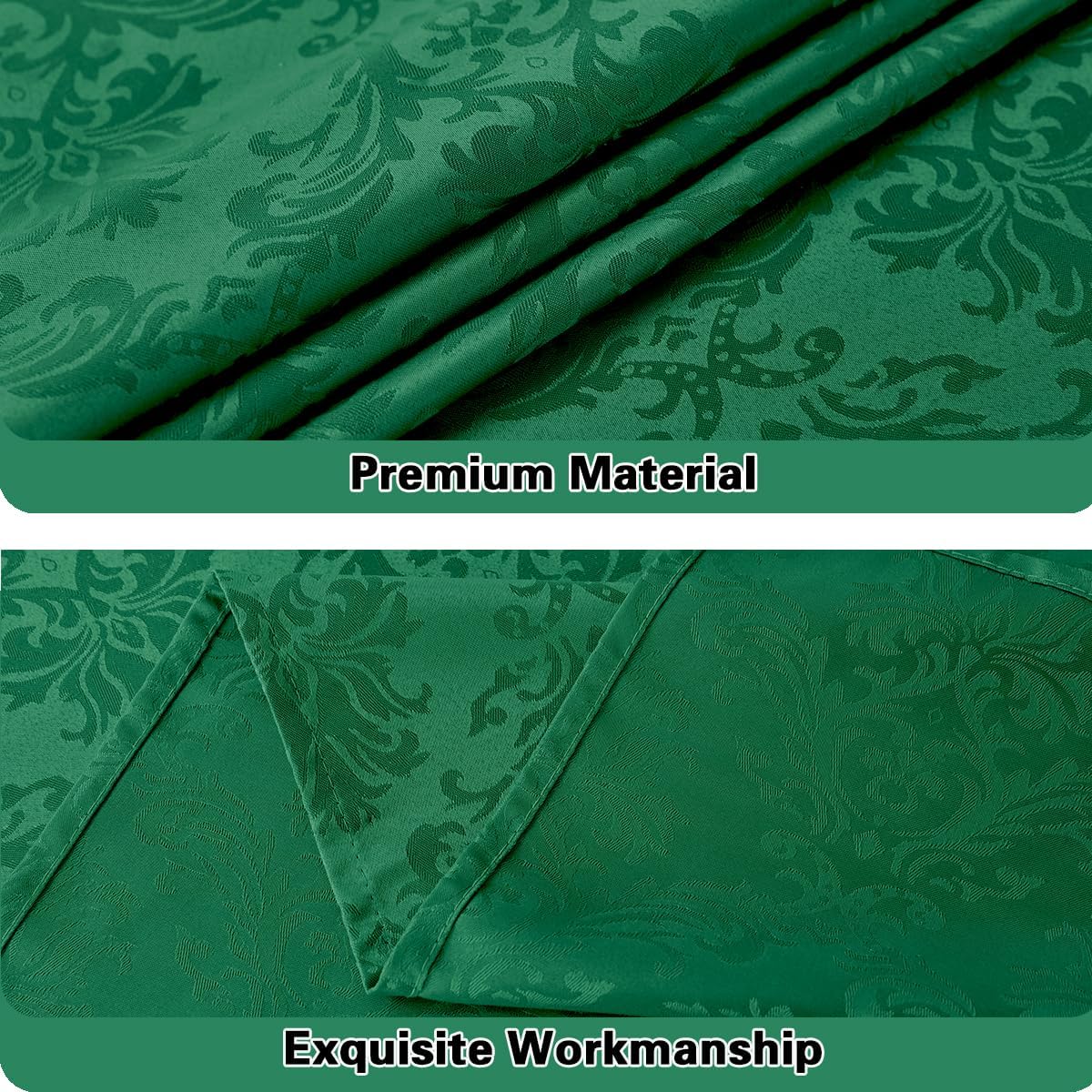 Jacquard Tablecloth Rectangle 60 x 120 Inch, Spill Proof Wrinkle Free Polyester Table Cloth, Durable Fabric Damask Table Cover for Dinning, Holiday, Party, Winter, Green