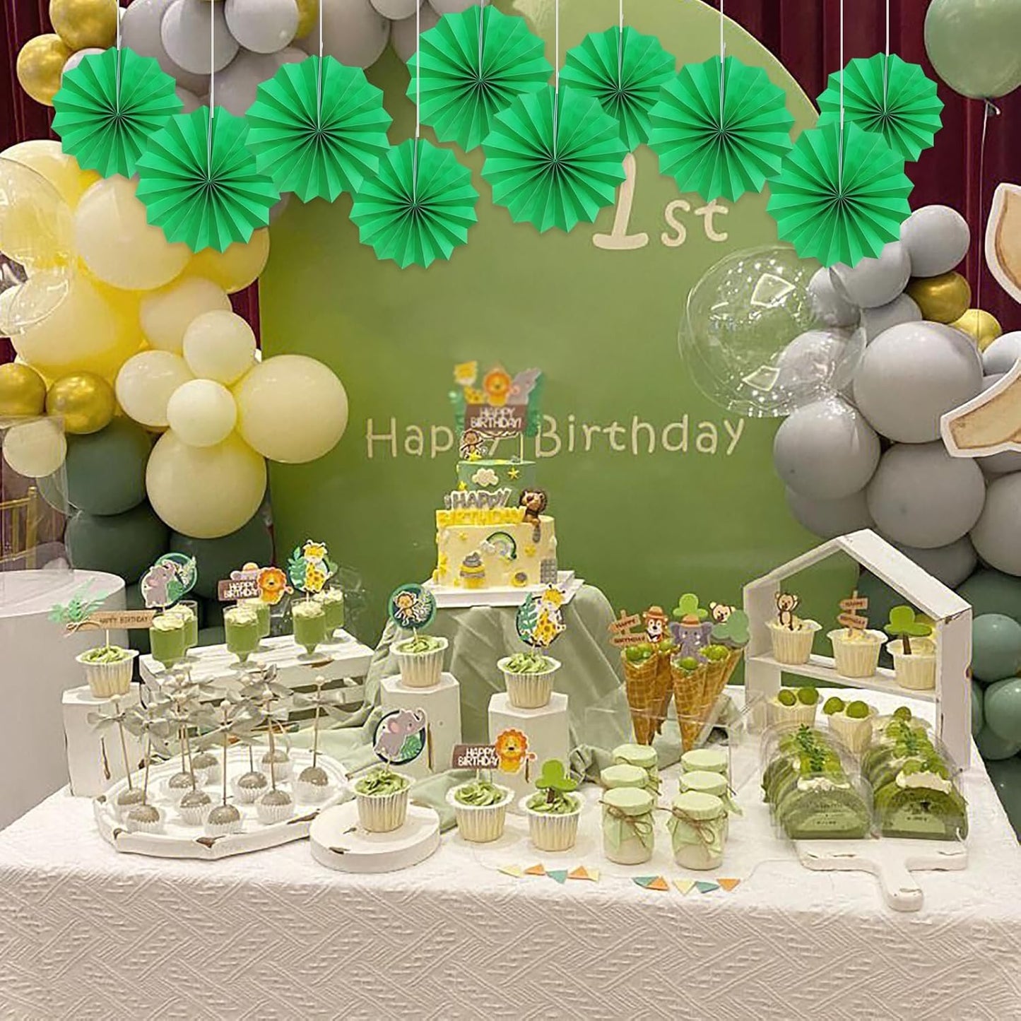 Green Party Decorations,Green Paper Decorations for Party,Tennis Party Decorations Party Paper Fans Bulk 8in,Graduation Decoration Classroom Decor,St Patrick's Day Decortions 30 Color DIY Set （Green）