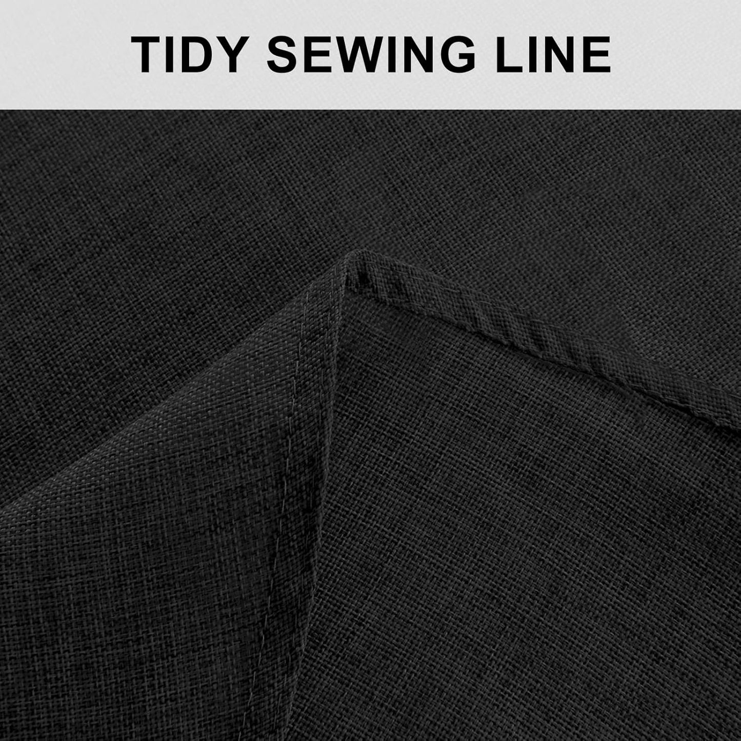 Hiasan Round Linen Tablecloth 50 Inch - Wrinkle and Stain Resistant Washable Polyester Fabric Table Cloth for Dining Room Kitchen Party, Black