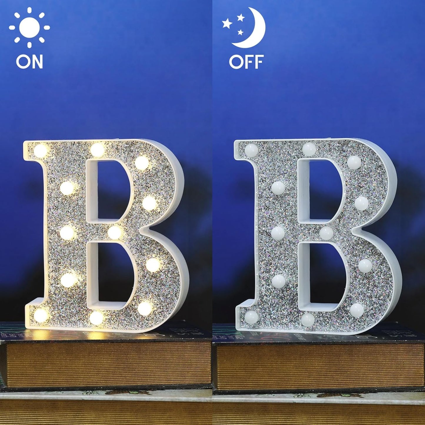 Marquee Light Signs for Table Decorations - Glitter Alphabet & Number Lighted Letters for Prom, Events or Engagement Party Decor
