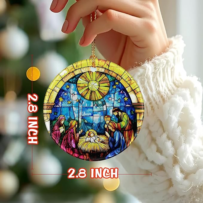 Nativity Scene Ornament: Christmas Ornaments, Religious Christmas Decorations for Tree, Catholic Ornament & Christian Holiday Decor | Religious Gifts, Christian Gifts - Design E