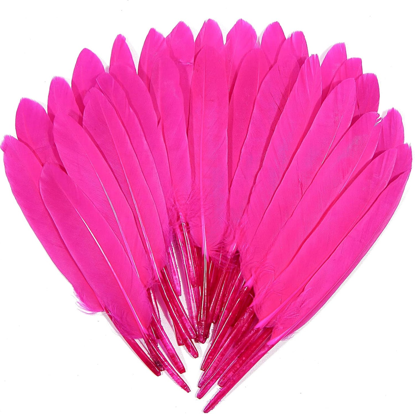FeelfunFeather 120pcs Hot Pink Goose Cochettes Feather Natural Bulk 4-6 inch 10-15cm for Wedding Party Christmas Decorations DIY Crafts Goose Cochettes Feather