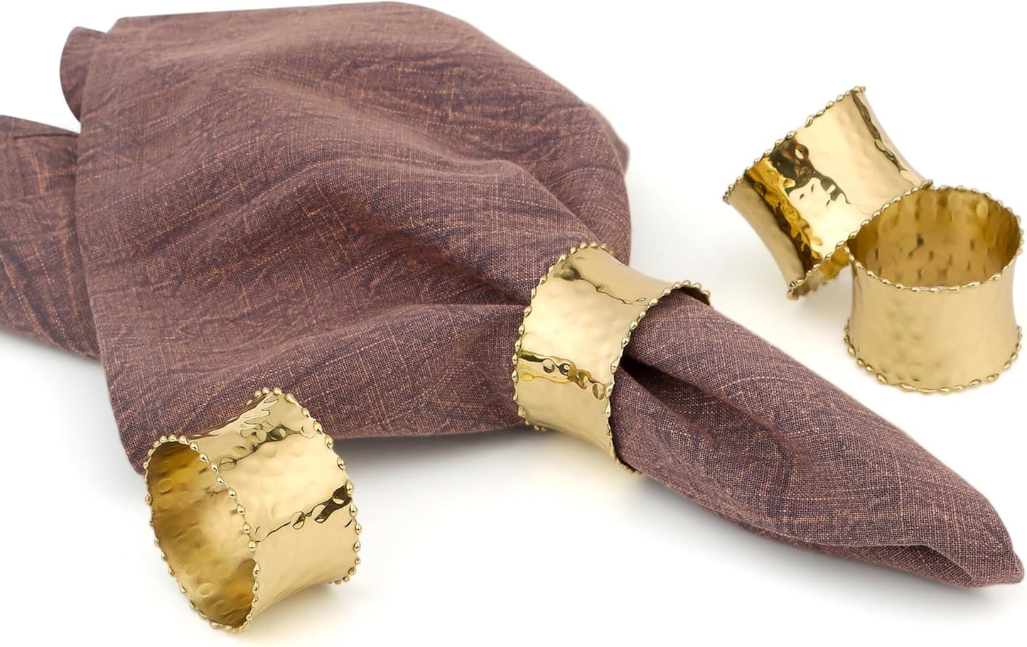 Gold Napkin Rings Set of 8 - Brass Metal Napkin Holders for Table Decor, Dinner Parties, Weddings, Holidays, Elegant Round Serviette Rings for Dining Table Decoration - ALPHA Living HOME