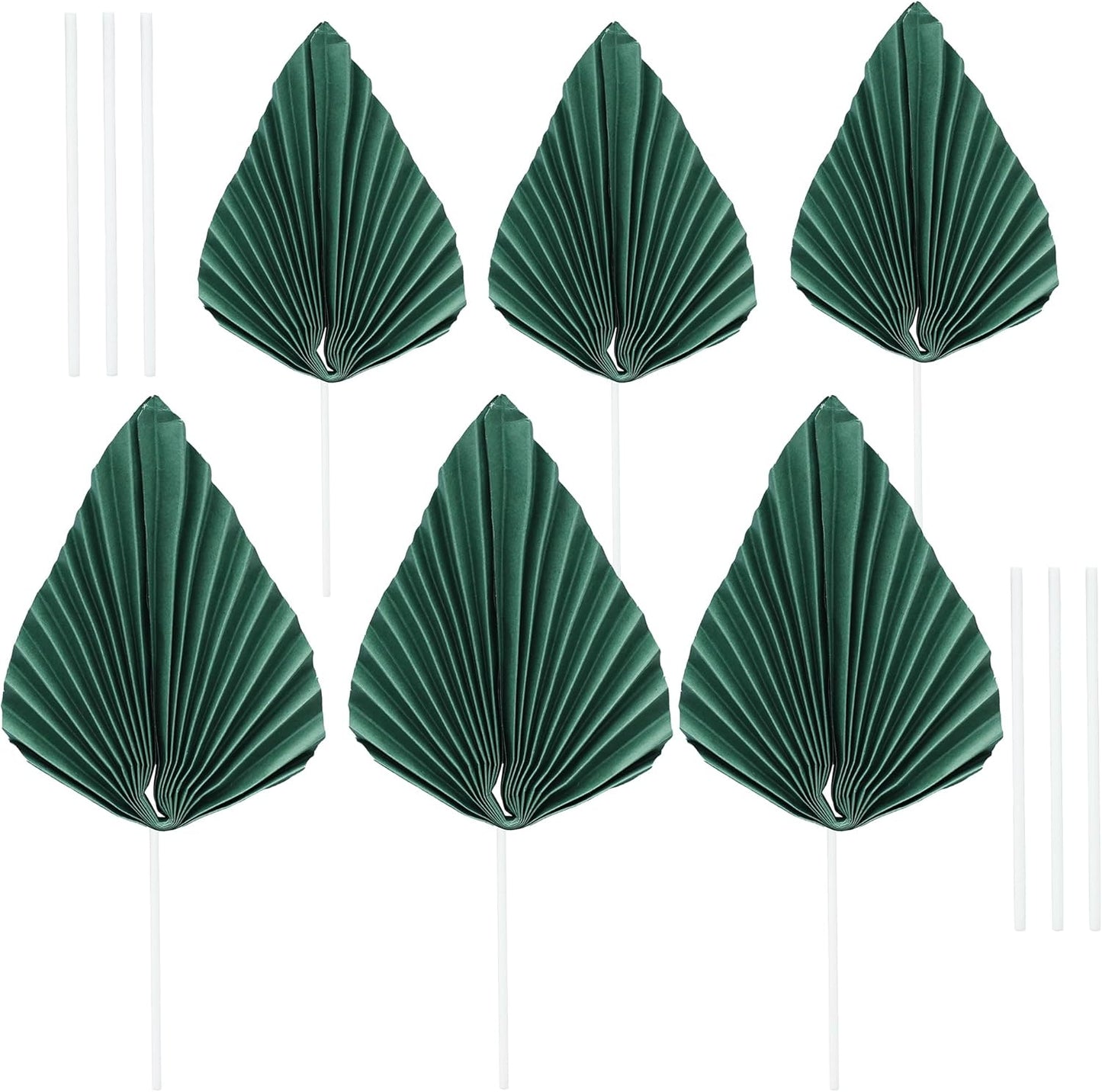 Ephlyn 6Pcs Paper Palm Fan Cake Topper Palm Leaf Fan Cake Pick Decoration for DIY Cake Bakeware Baby Shower Wedding Bridal Shower Birthday Anniversary Party Cake Decorations Green