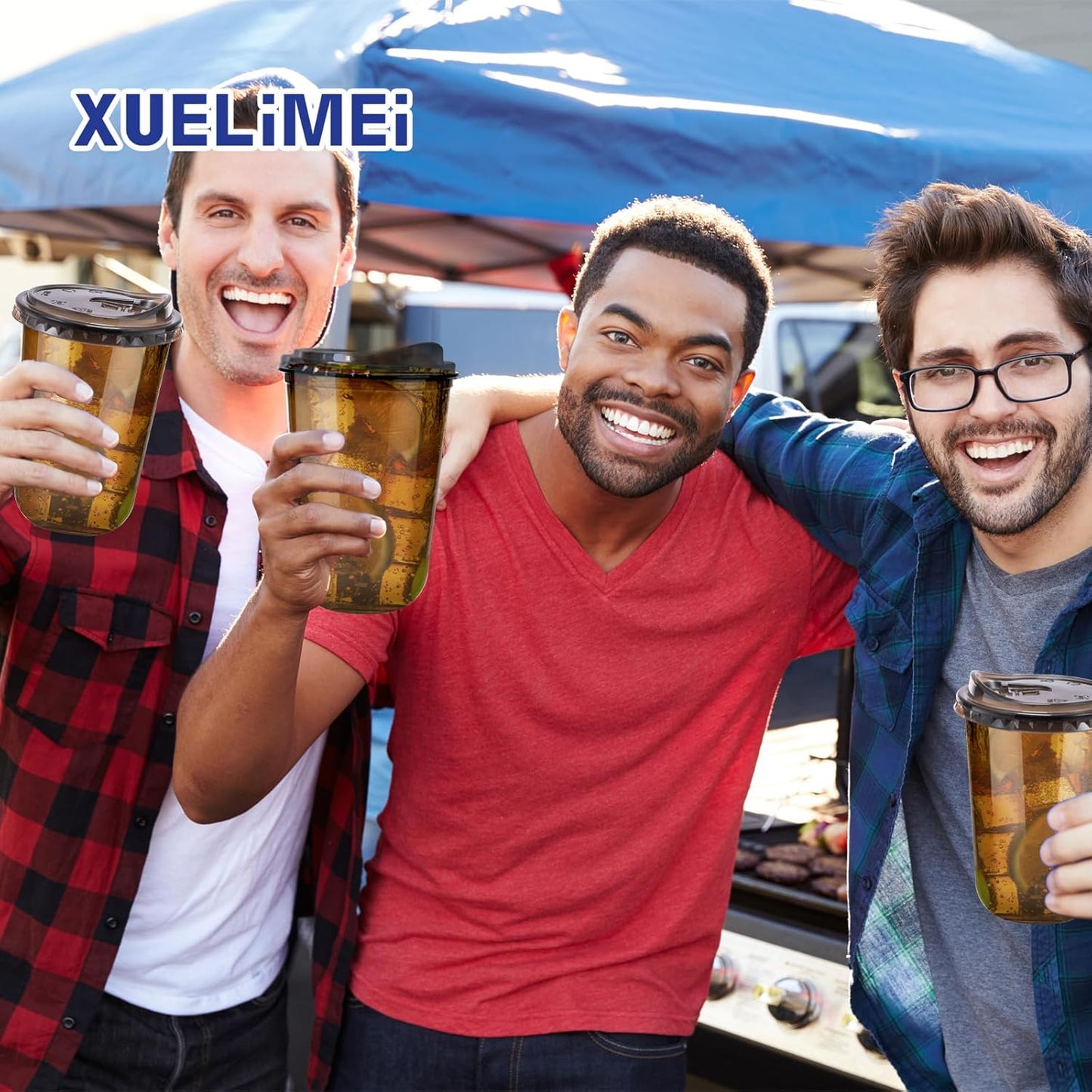 16oz Disposable Stemless Glasses With Strawless Sip Lids,PET Disposable Drinking Cups,Clear Plastic Wine Glasses for Parties Birthday,Wedding,Meeting,Christmas Party Supplies (100, Black)