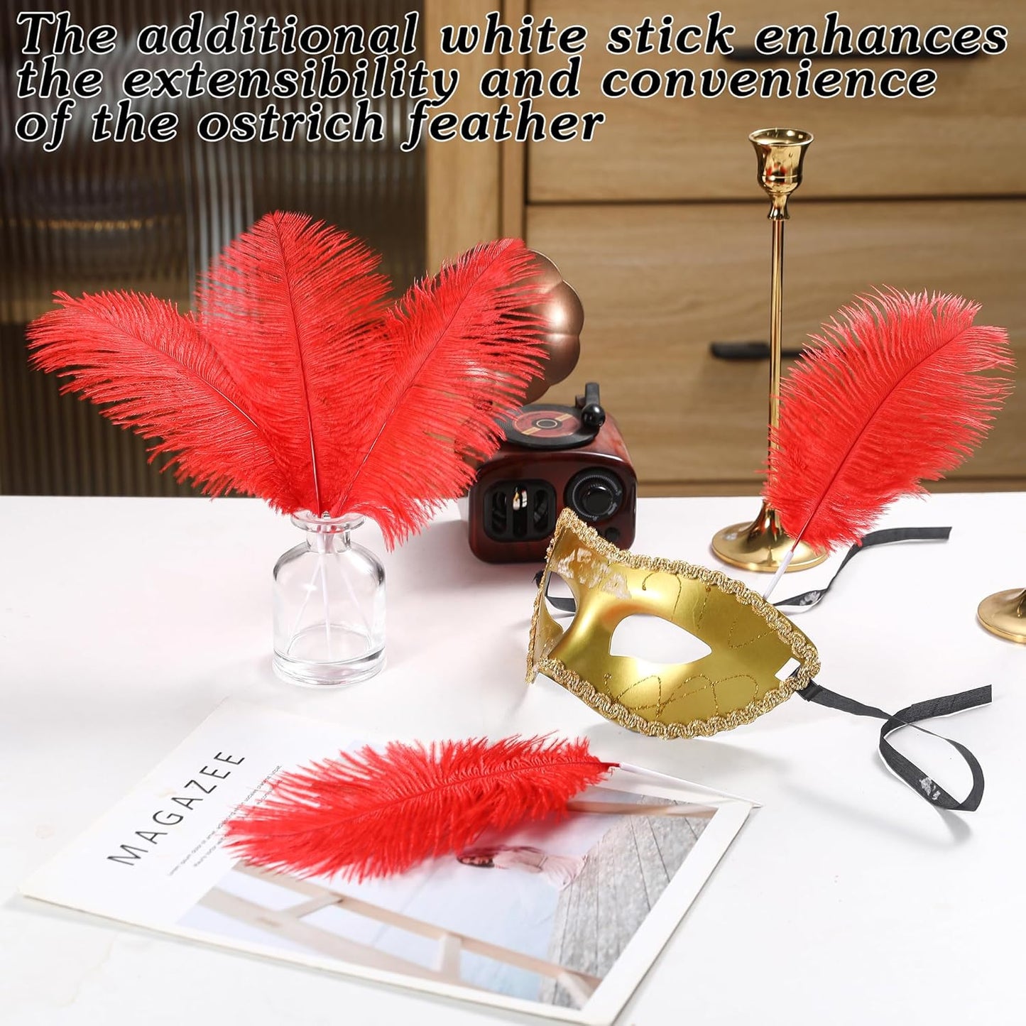 SOGUGOM Red Craft Ostrich Feathers - 30PCS 6-8 Bulk Ostrich Feathers Kit for Kindergarten Crafts, Dream Catchers and Party Centerpieces(Red)