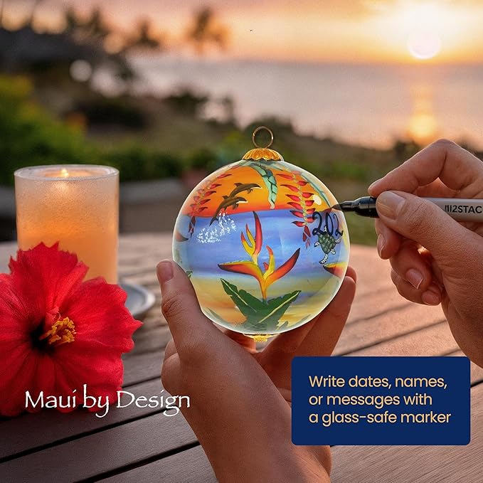 Collectible Hand Painted Hawaii Sunset Ornament Collectible with Gift Box SUH/H
