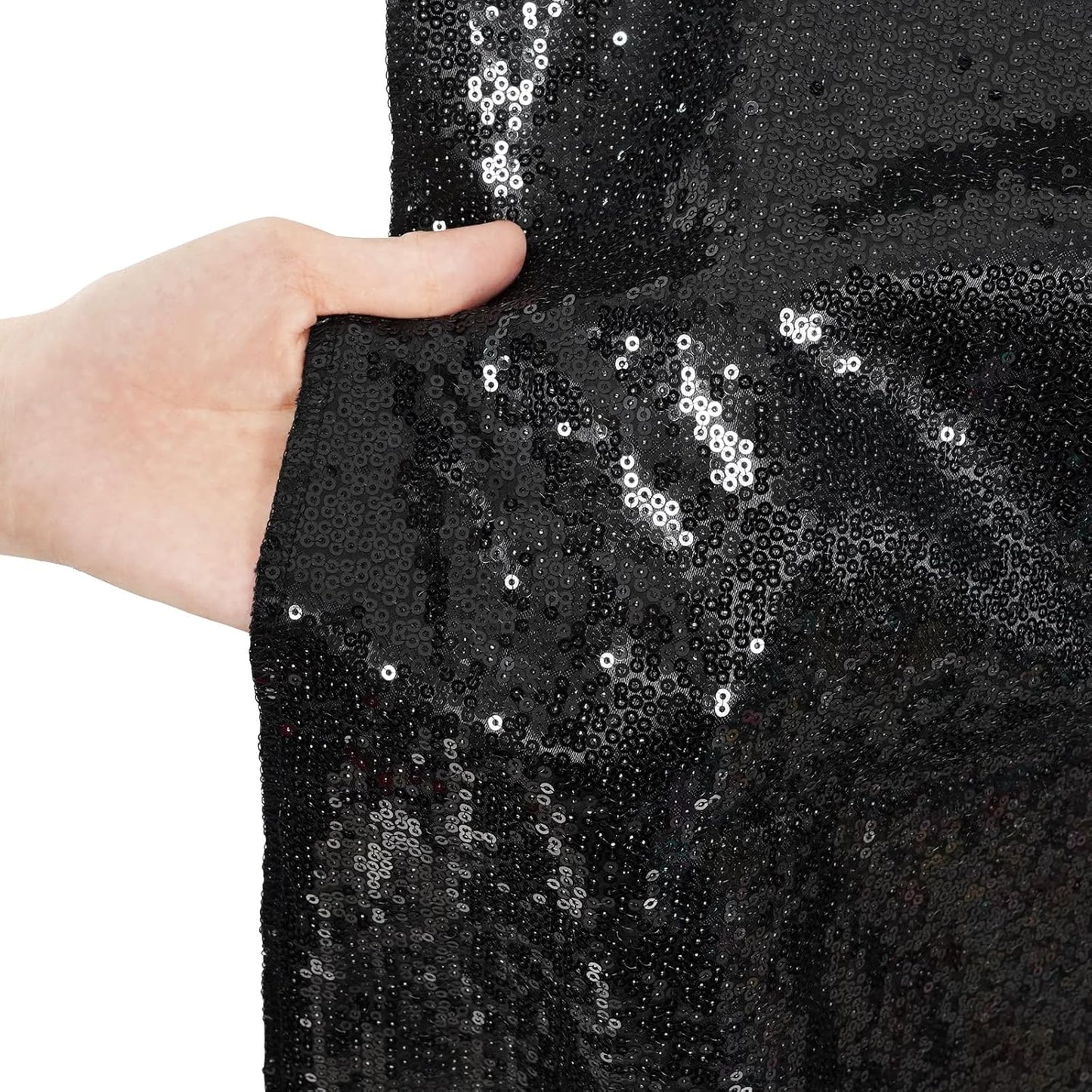Poise3EHome 20Ft x 10Ft Black Sequin Backdrop, Glitter Thick Satin Sequin Background Drapes, Sequence Xmas Thanksgiving Backdrop for Wedding Party Holiday Festival Decor