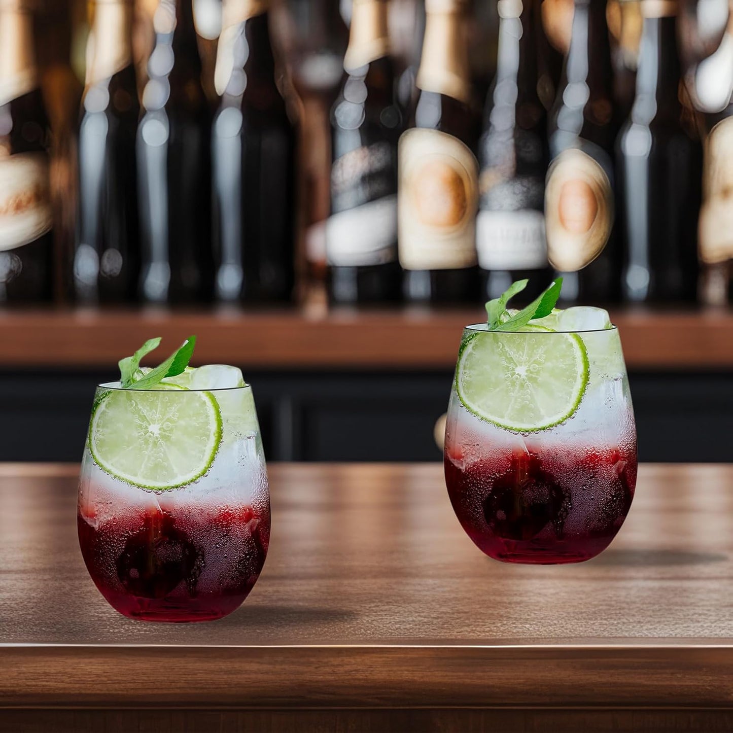 Smarty Had A Party 12 oz Clear Plastic Stemless Wine Glasses (64 Pieces) – Classy Disposable Stemless Cups, Unbreakable Drinkware – Plastic Spritz Glasses for Weddings & Parties; Wine Party Supplies