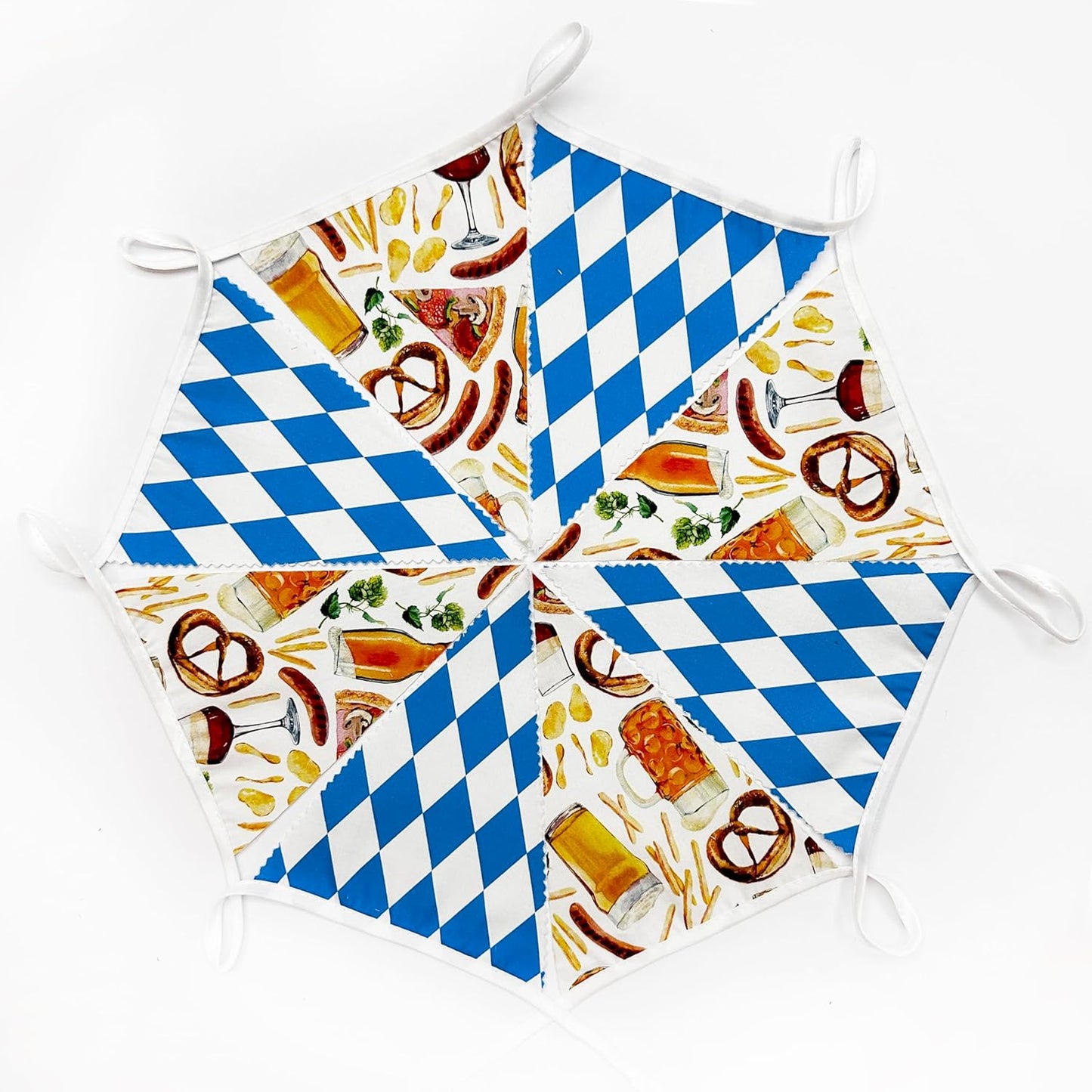 32Ft Oktoberfest Party Decorations Blue Plaid Triangle Flag Fabric Banner Pennant Garland Streamer for Oktoberfest Birthday German Baby Shower Bavarian Party Decor Supplies