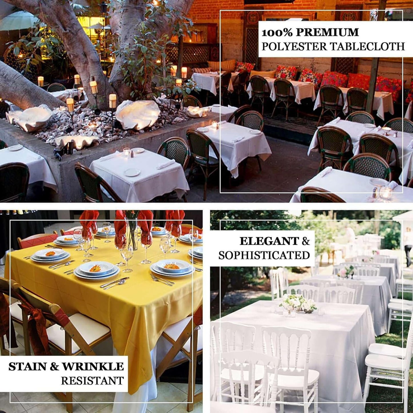 Efavormart 90" Royal Blue Wholesale Linens Polyester Square Linen Tablecloth for Kitchen Dining Catering Wedding Birthday Events