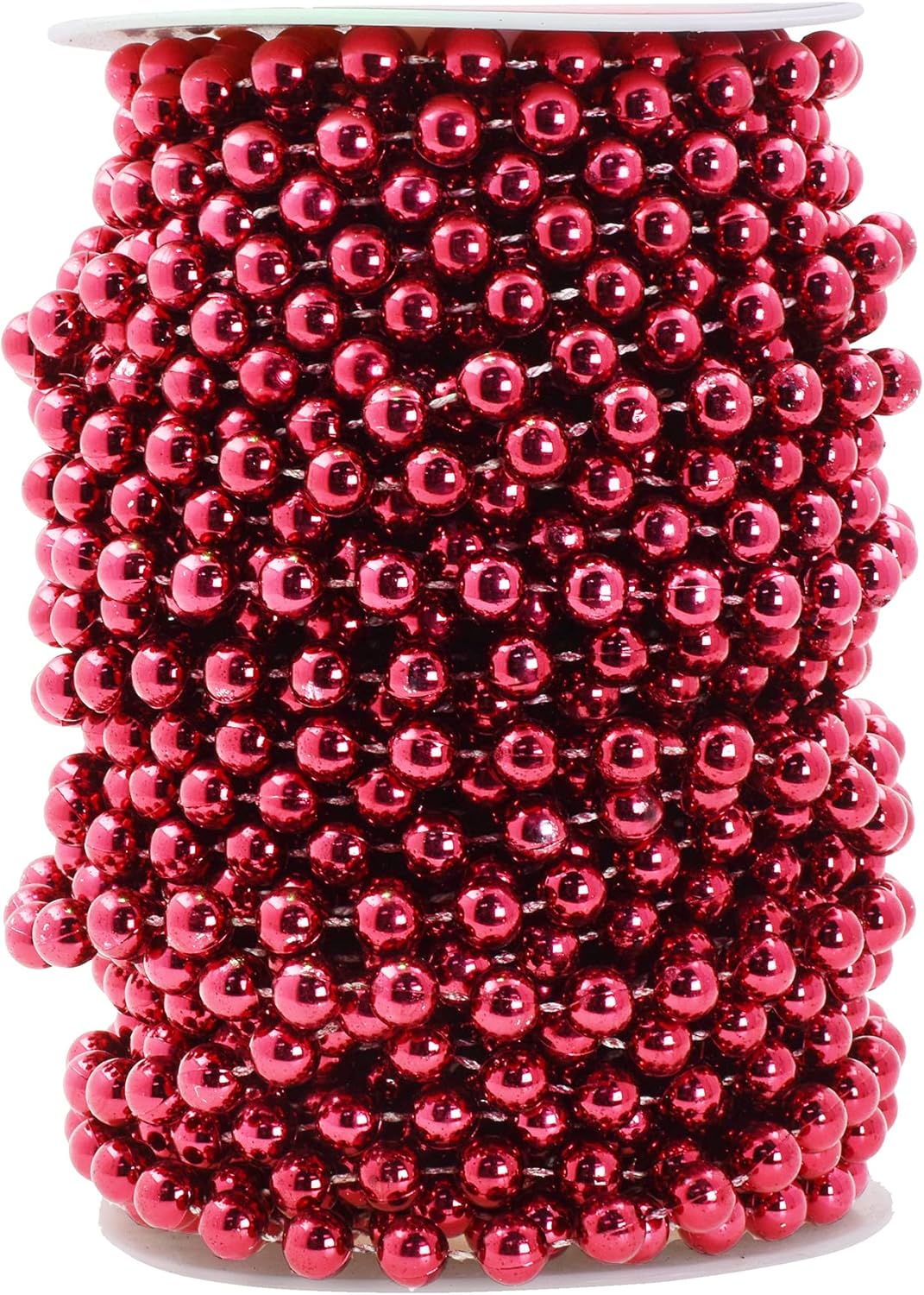 Mandala Crafts 8mm Faux Burgundy Pearl Beads Roll - 20 Yards Strand of Fake Pearls Chain Garlands Spool String for Christmas Tree, Wedding, Party, Vases, DIY Decoration