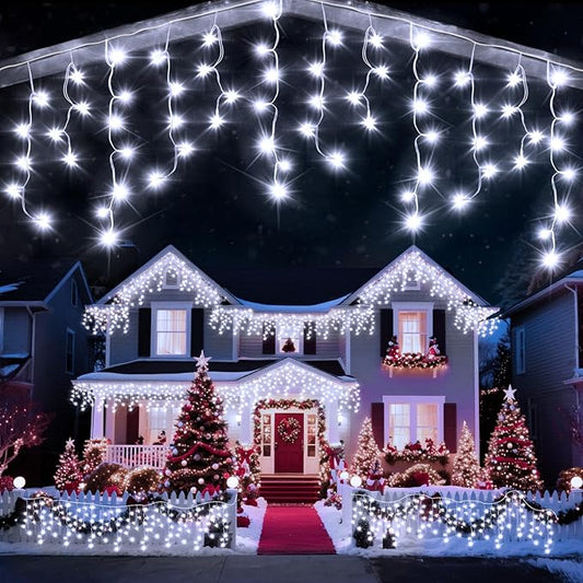 98 Ft Ice Lights for Outside, 960 LED Christmas Lights Outdoor Plug in, Christmas String Lights with 8 Modes & Timer for Holiday, Party, Wedding, House, Patio, Outdoor Decor(Cool White)